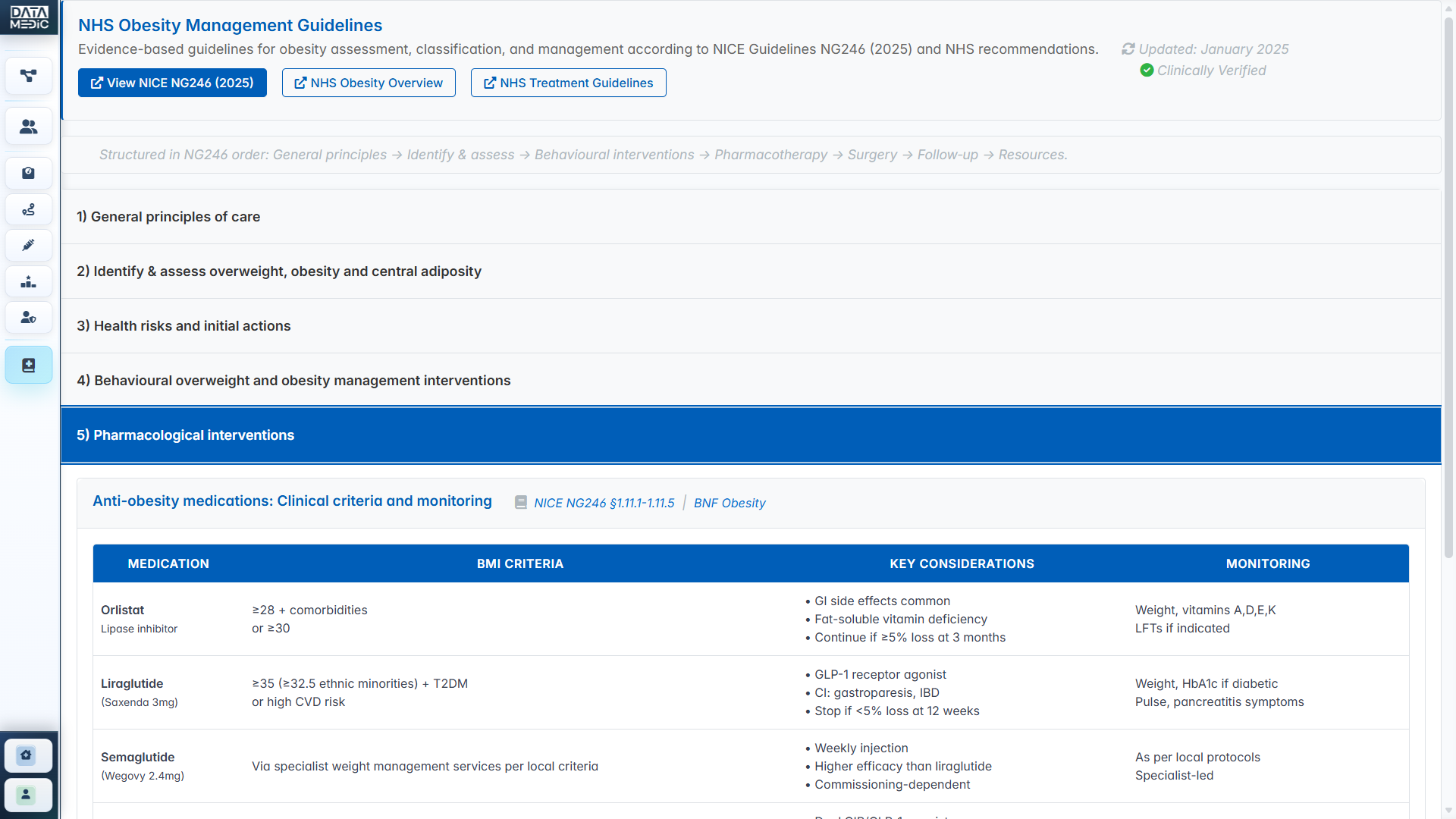 Built-in clinical guidance explaining cohort relevance and pathway priorities